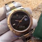 EW Factory Rolex 116334 Datejust II 41mm Black Roman Dial Fluted Bezel Oyster Band Swiss Cal.3136 Watch